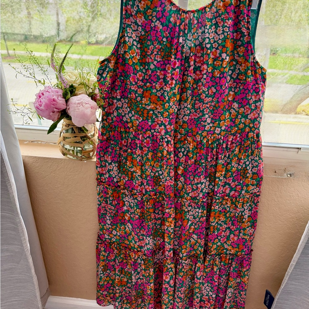 J. Crew pink and green dress